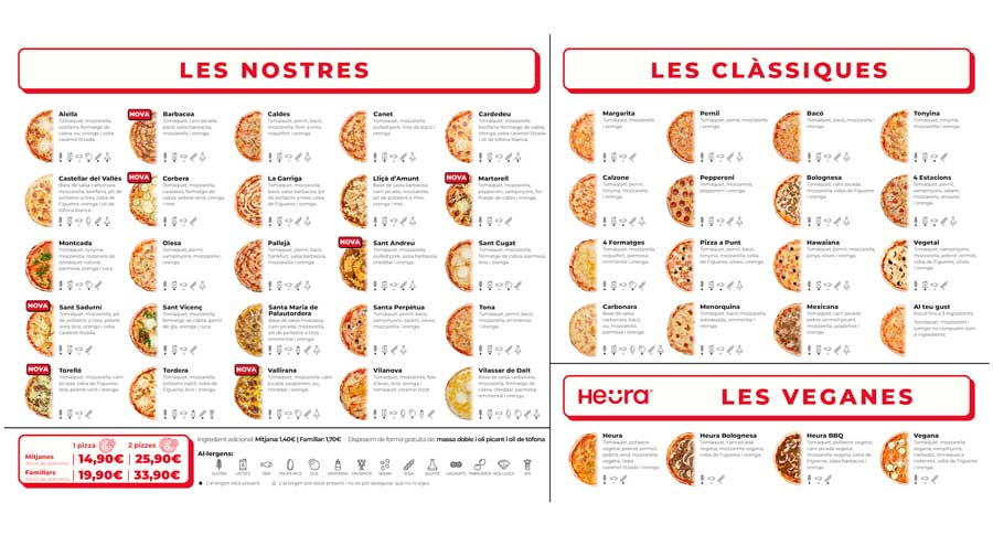 Pizza a Punt menu